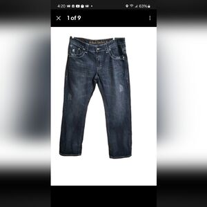 COPY - Rock Revival John straight blue jeans Embroidered pockets for men sz 36W…
